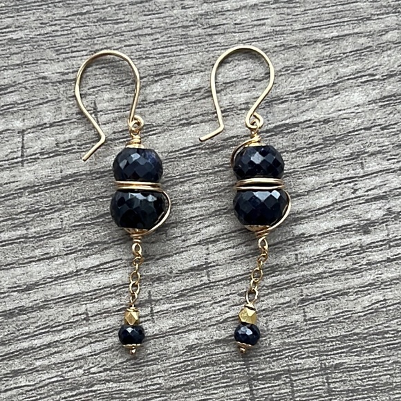 Jewelry - 14K gold filled all natural blue sapphire earrings